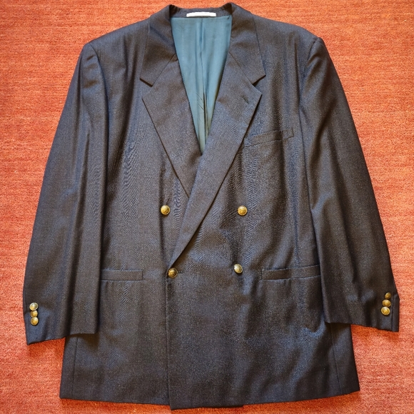 80's Gianni Versace Double breasted Wool Suit Jacket Medusa Buttons Size 44R - Picture 2 of 13